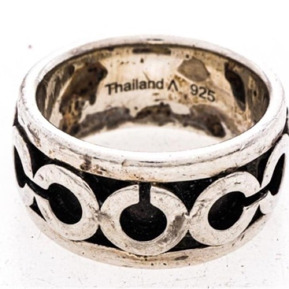 Coach Silver and Black Women's Ring 💍 925 silver